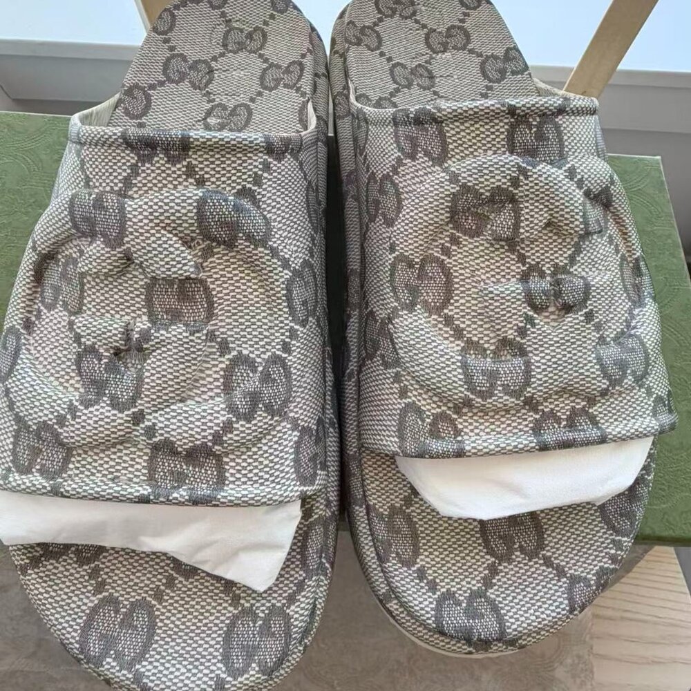 Gucci GG Slide Sandal Interlocking G Beige Ebony